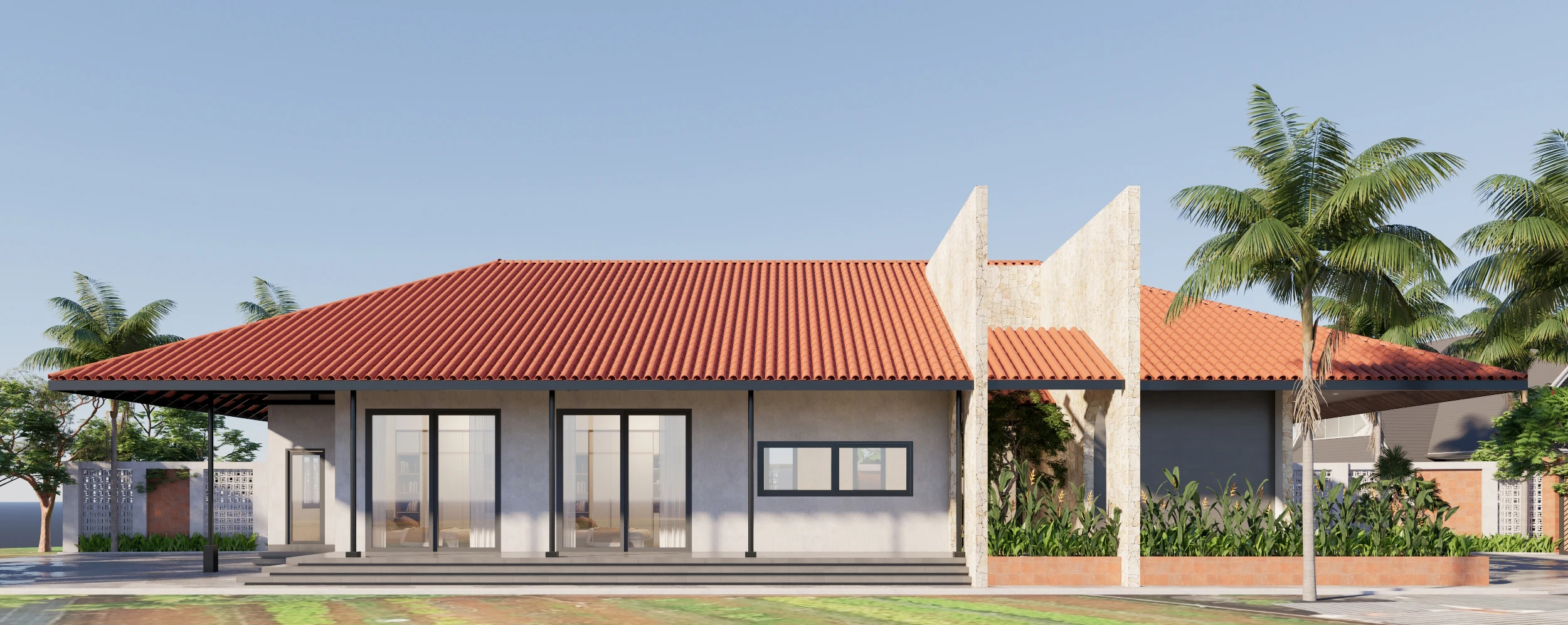 Biệt thự vườn mái ngói truyền thống kết hợp kiến trúc hiện đại