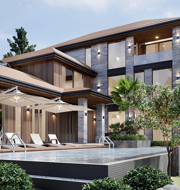 Thiết kế biệt thự nghỉ dưỡng hồ bơi hiện đại