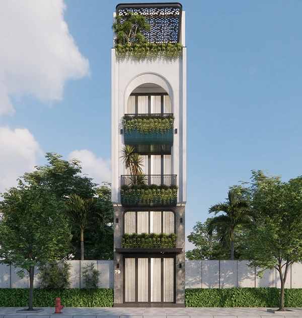 Thiết kế nhà phố kiến trúc xanh mặt tiền hiện đại - AntDesign