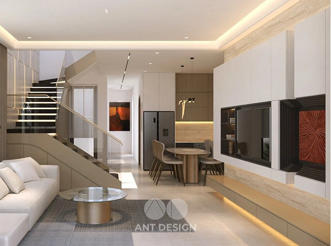 Kệ tivi phòng khách thiết kế bo cong tinh tế