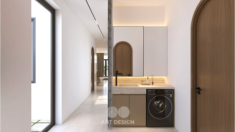 Khu vực giặt phơi và lavabo nhỏ gọn tiện dụng