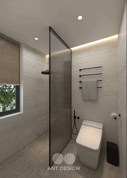 Thiết kế phòng tắm vách kính cường lực hiện đại