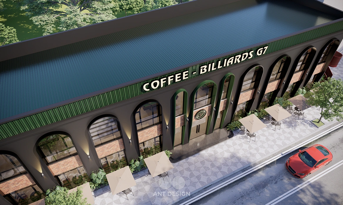 Không gian quán bida kết hợp cafe hiện đại