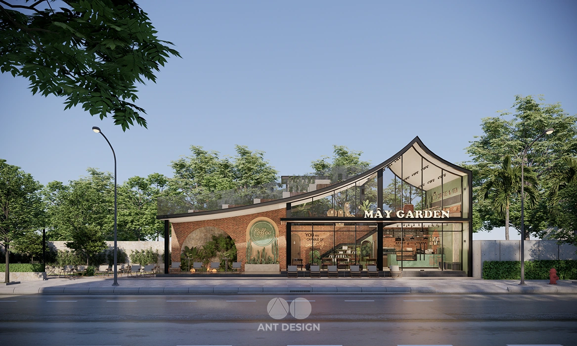 Thiết kế mặt tiền quán cafe mây garden đắk lắk