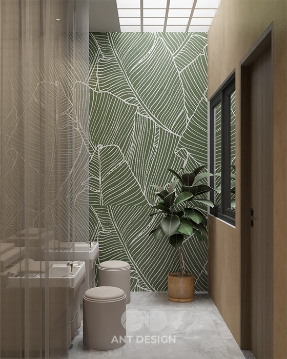 Góc nhìn từ khu vực gội đầu ra giếng trời thoáng