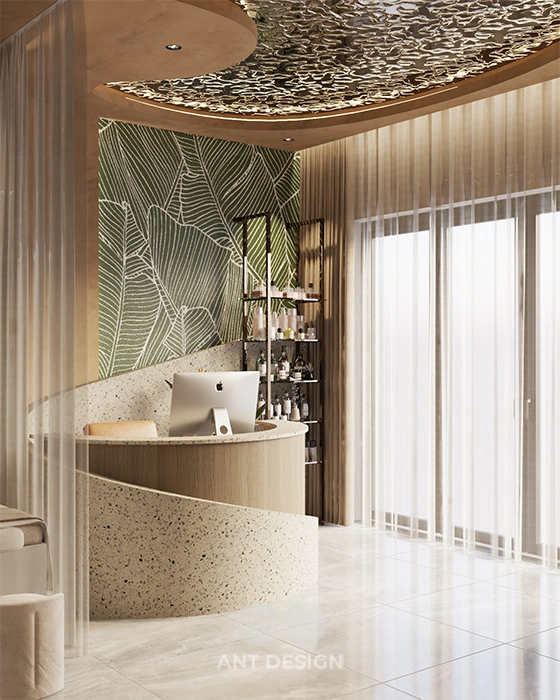 Thiết kế trần gương inox sóng nước độc đáo