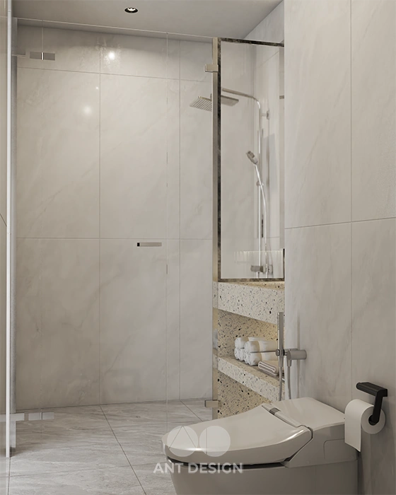 Phòng tắm master sang trọng vách kính cường lực