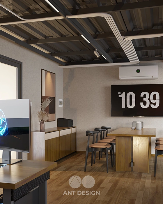 Bàn họp gỗ tự nhiên trong không gian văn phòng