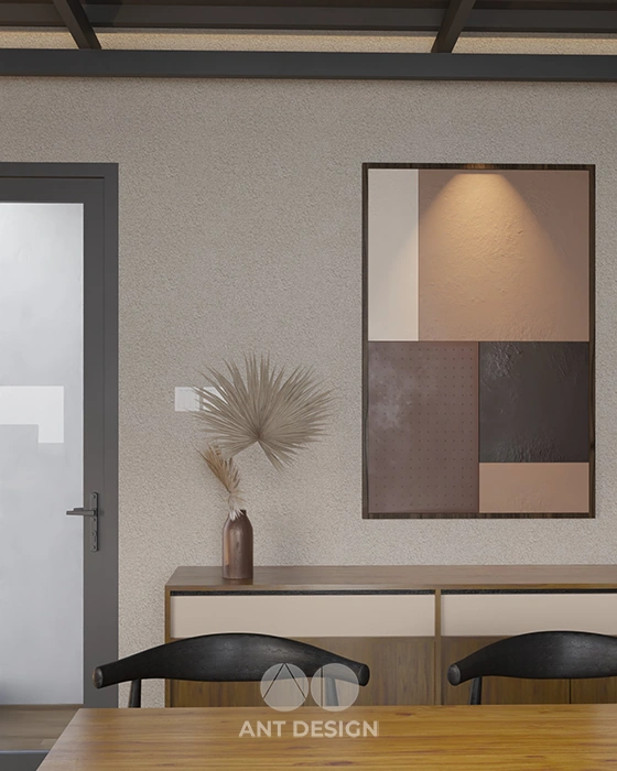 Chi tiết decor tường màu pastel trong văn phòng