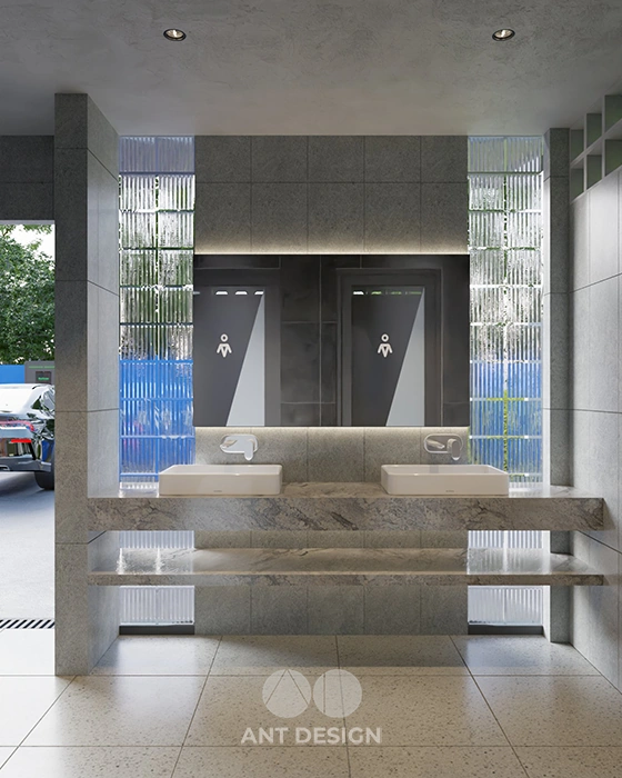 Thiết kế bồn rửa tay đôi hiện đại sạch sẽ