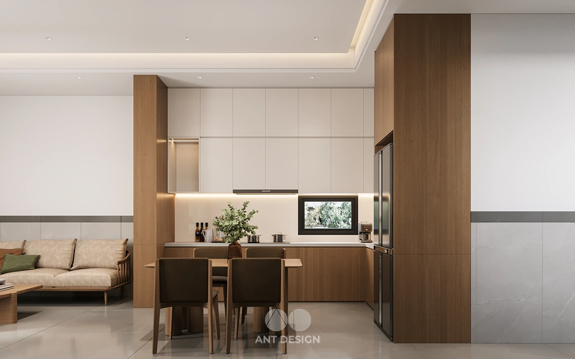 Bàn ăn gỗ tự nhiên thiết kế chân trụ tròn độc đáo