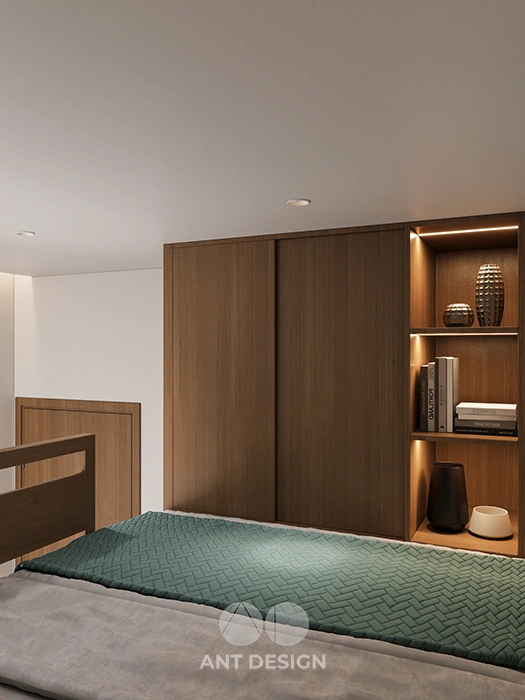 Góc nhìn từ giường ngủ ra cửa phòng master