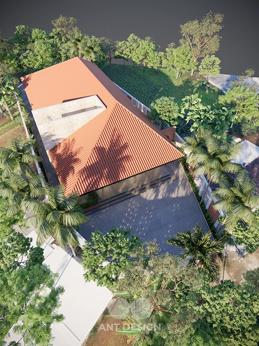 Tổng thể khuôn viên biệt thự vườn nhìn từ trên cao