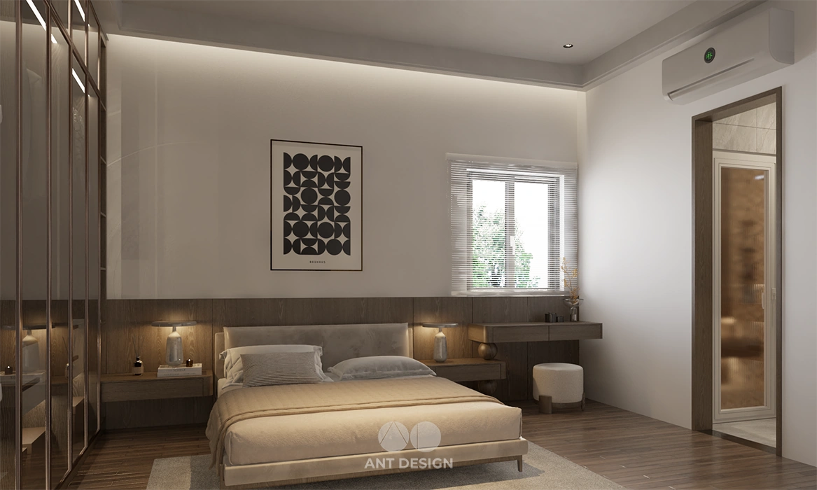 Góc bàn trang điểm kết hợp tab đầu giường tinh tế