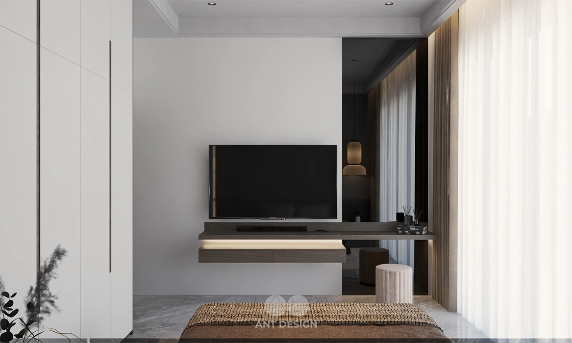 Kệ tivi treo tường phòng ngủ tiết kiệm không gian