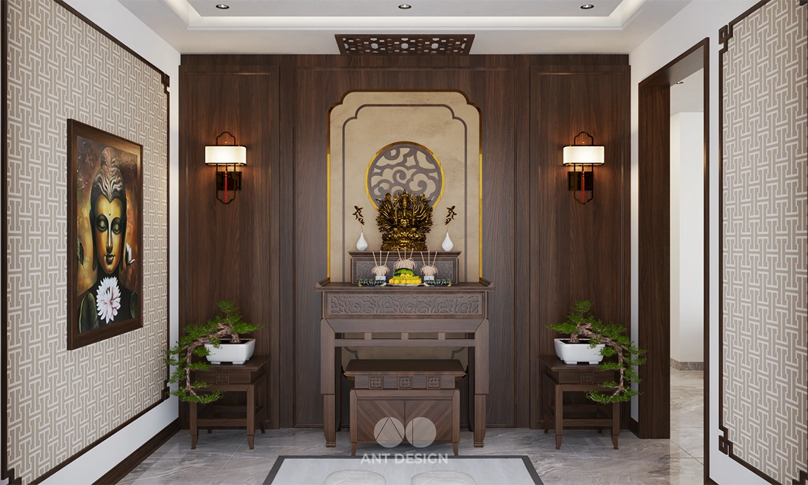 Thiết kế bàn thờ gia tiên gỗ tự nhiên hợp phong thủy