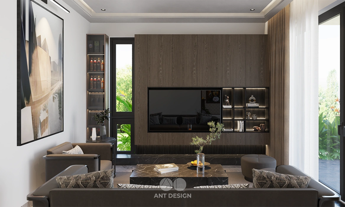 Thiết kế nội thất phòng khách nhà phố hiện đại bình thạnh