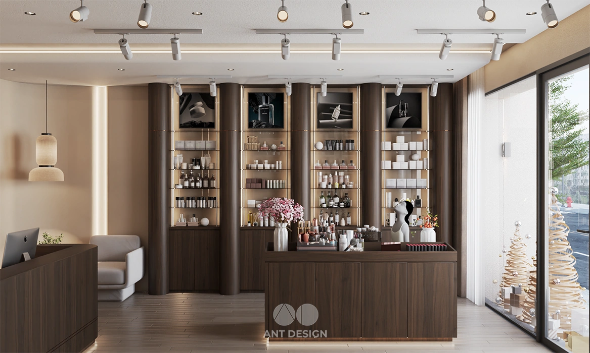 Kệ trưng bày nước hoa các thương hiệu lớn chanel dior