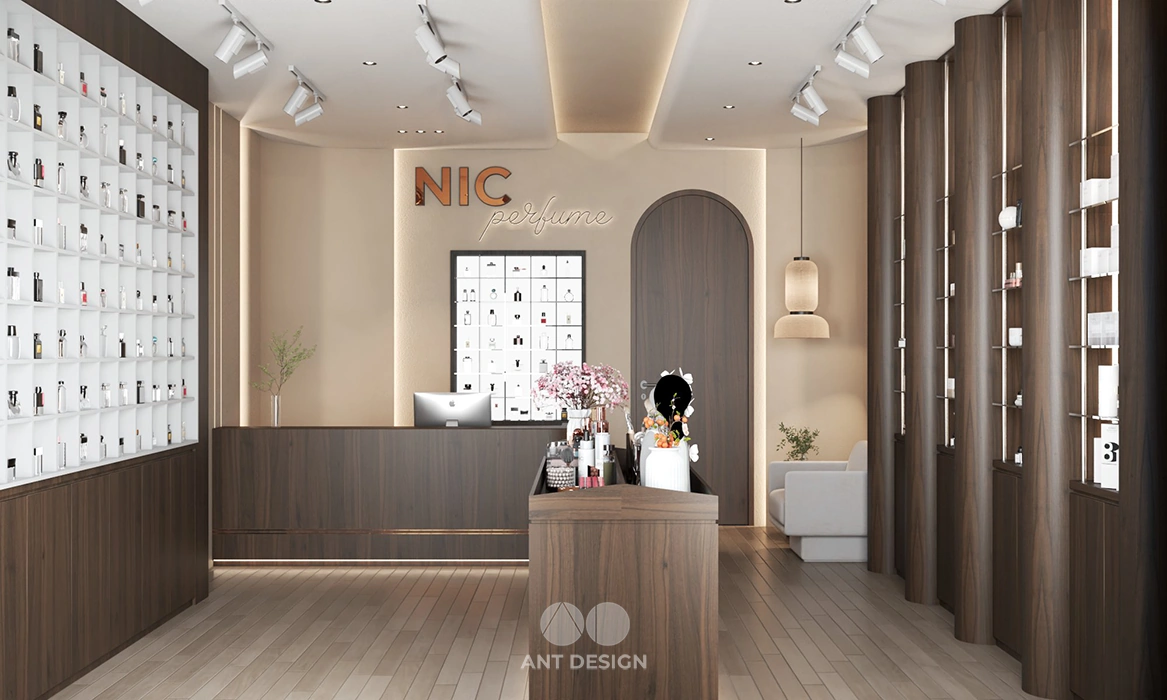 Tổng thể không gian cửa hàng nước hoa nic perfume