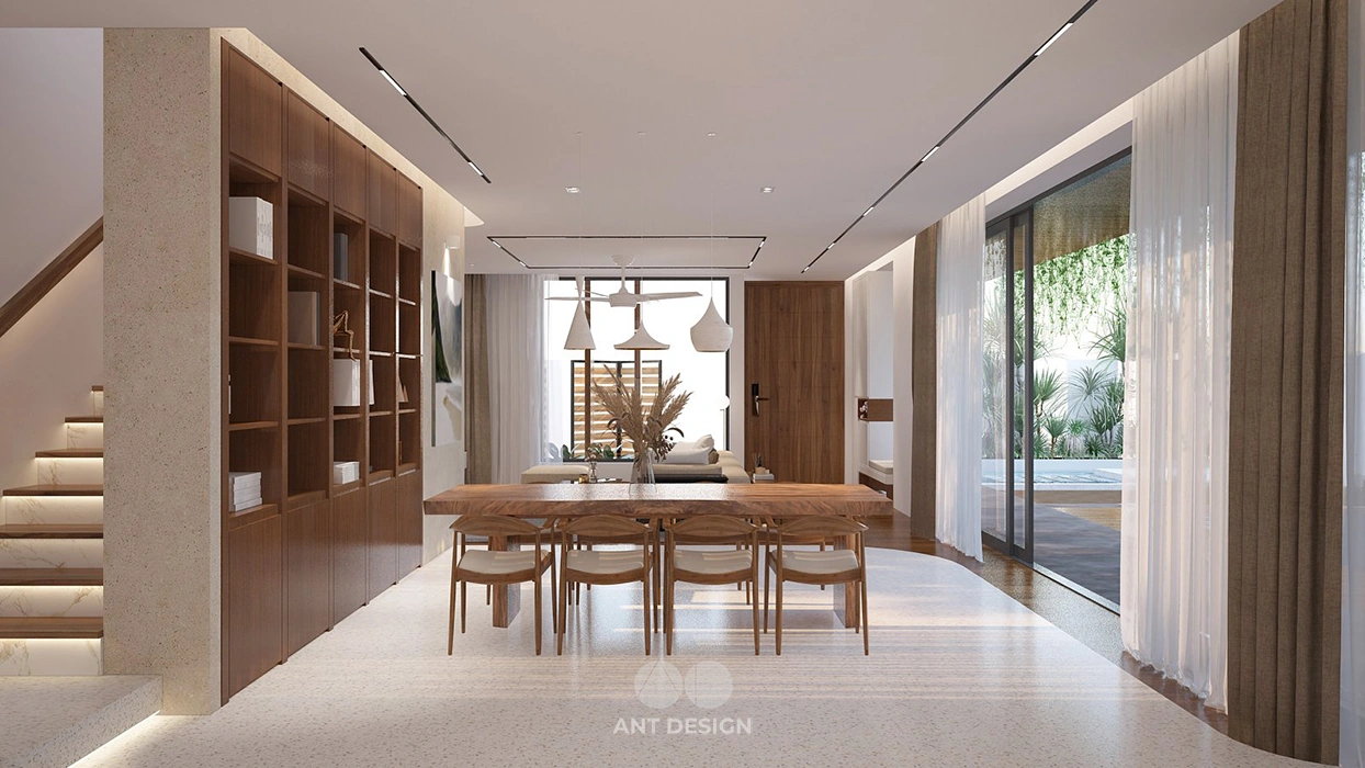 Bàn ăn gỗ nguyên tấm chân gỗ độc đáo