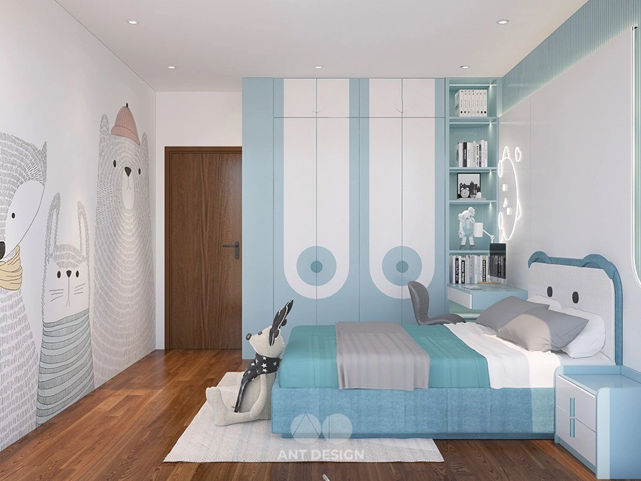 Hệ tủ áo full trần phòng ngủ bé trai