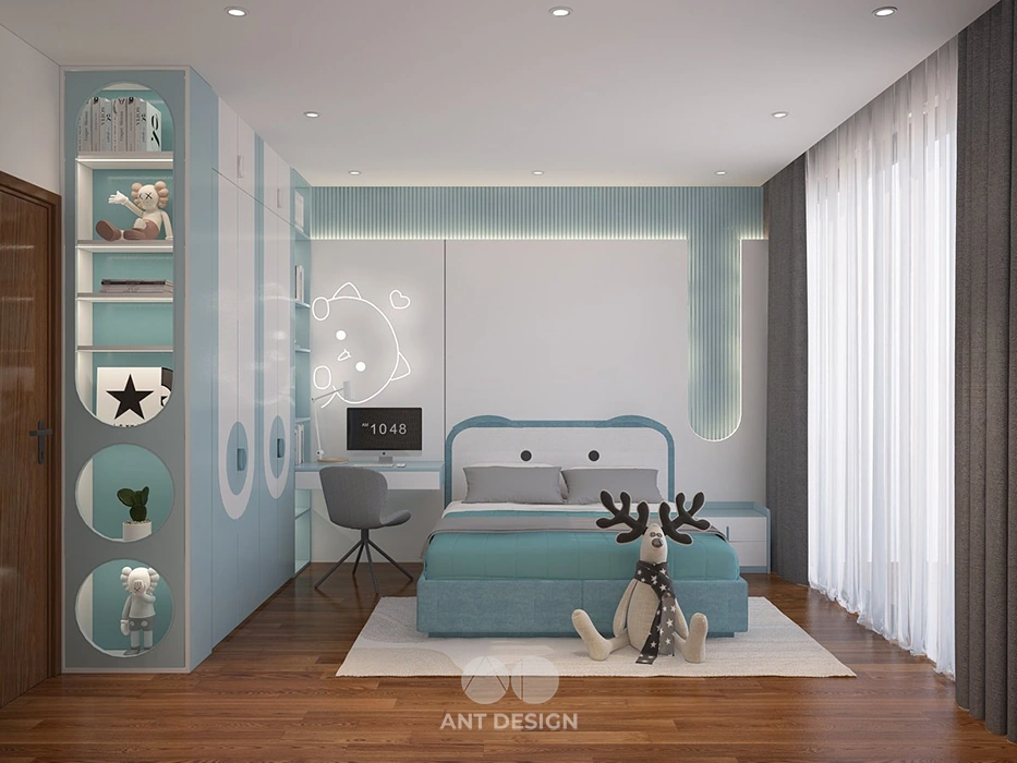 Phòng ngủ bé trai tông xanh blue năng động