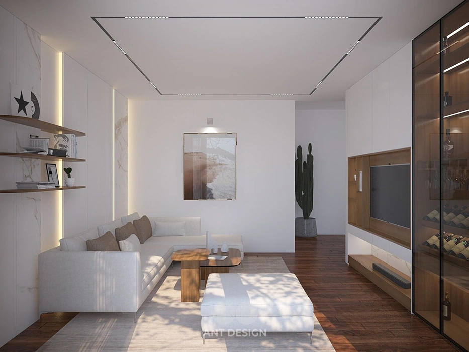 Tổng quan không gian phòng khách thông tầng thoáng đãng