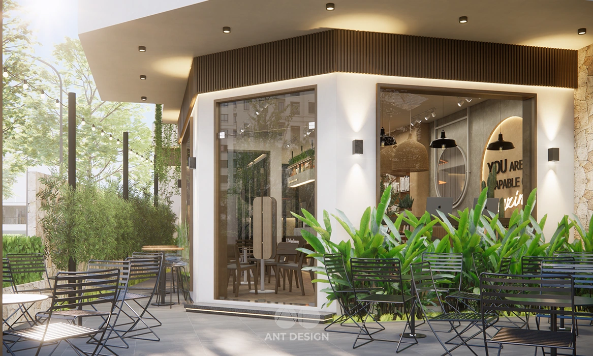 Góc mặt tiền vách kính view đường phố thoáng đãng