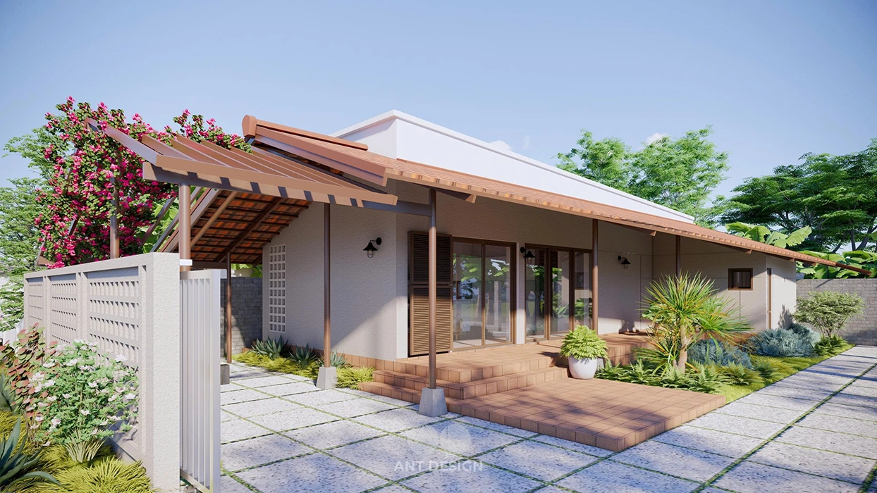 Thiết kế nhà cấp 4 mái ngói truyền thống đắk lắk