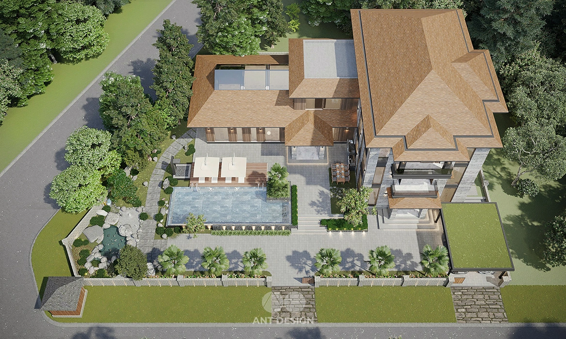 Tổng thể mặt bằng biệt thự vườn nghỉ dưỡng từ trên cao