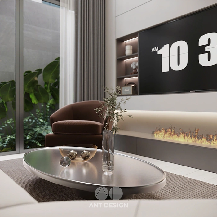 Chi tiết bàn trà và decor phòng khách tinh tế