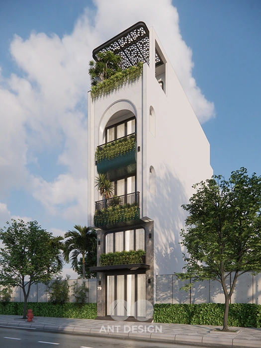 Mẫu nhà phố đẹp với hệ cửa kính lớn lấy sáng