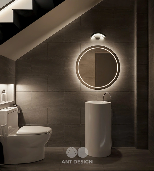 Thiết kế lavabo trụ tròn độc đáo cho wc khách